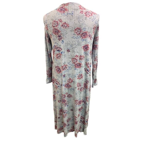 Small LulaRoe Womens Sarah Duster Long Cardigan Gray Floral Pockets - Picture 5 of 8